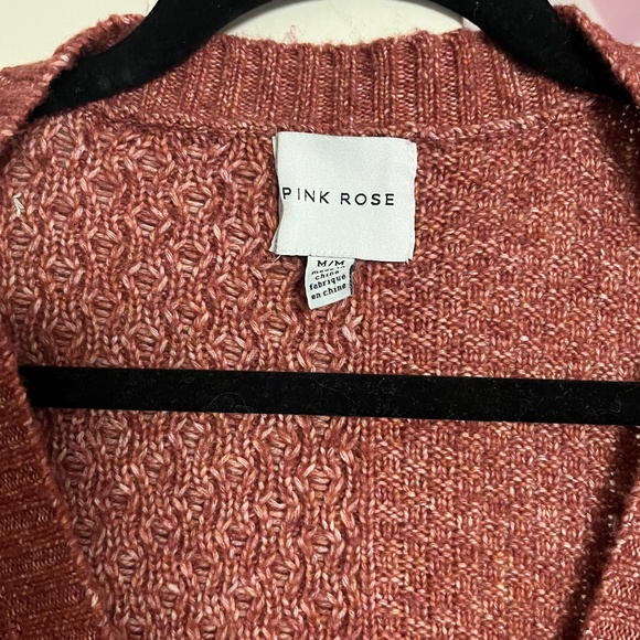 PINK ROSE BURGUNDY BUTTON UP FALL KNIT CARDIGAN SIZE MEDIUM - Picture 2 of 7